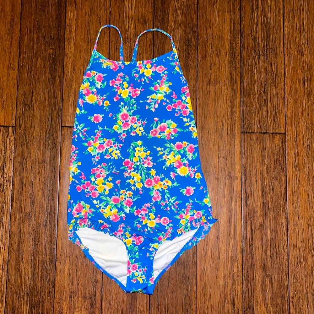 Polo Ralph Lauren Floral Girl’s Size 8 One Piece Swimsuit.